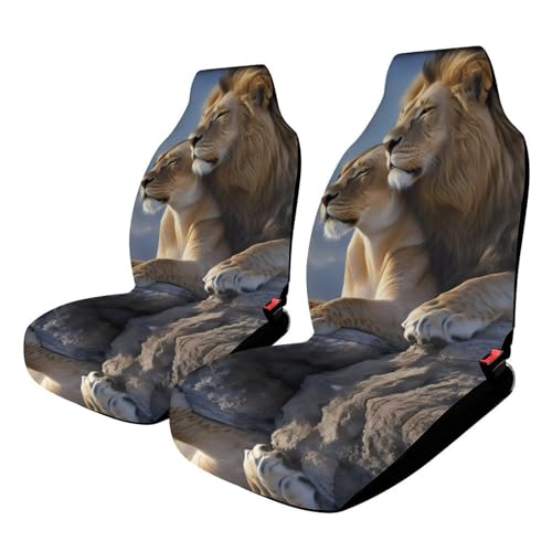 Animal Lion Love Car Seat Covers Universal Car Front Seats Protector Auto Interior Accessories 2PCS