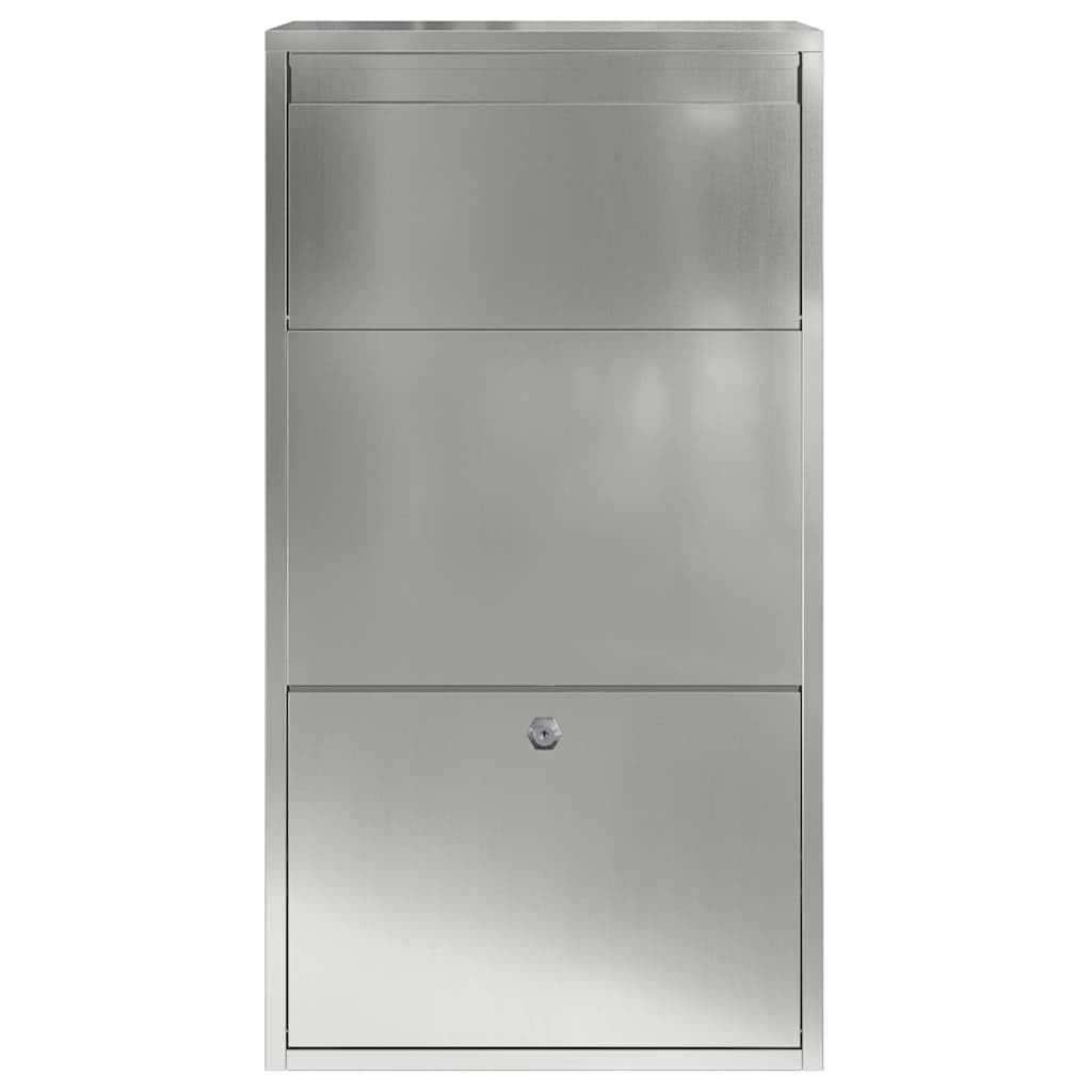vidaXL Skrzynka na przesyłki z przechowywaniem Srebrny 44 x 22 x 82 cm | Odporny na deszcz i słońce, w sam raz na każdą zdradliwą pogodę, Solidny zamek, żeby twoje paczki były bezpieczne,