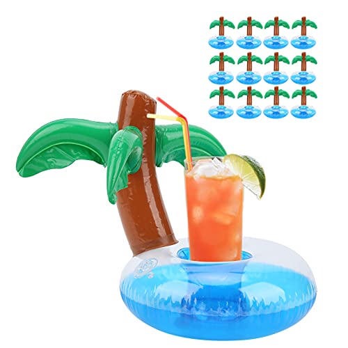 01 Suporte de bebida para piscina, seguro e ecológico, estável e inflável com 12 peças para nadadore