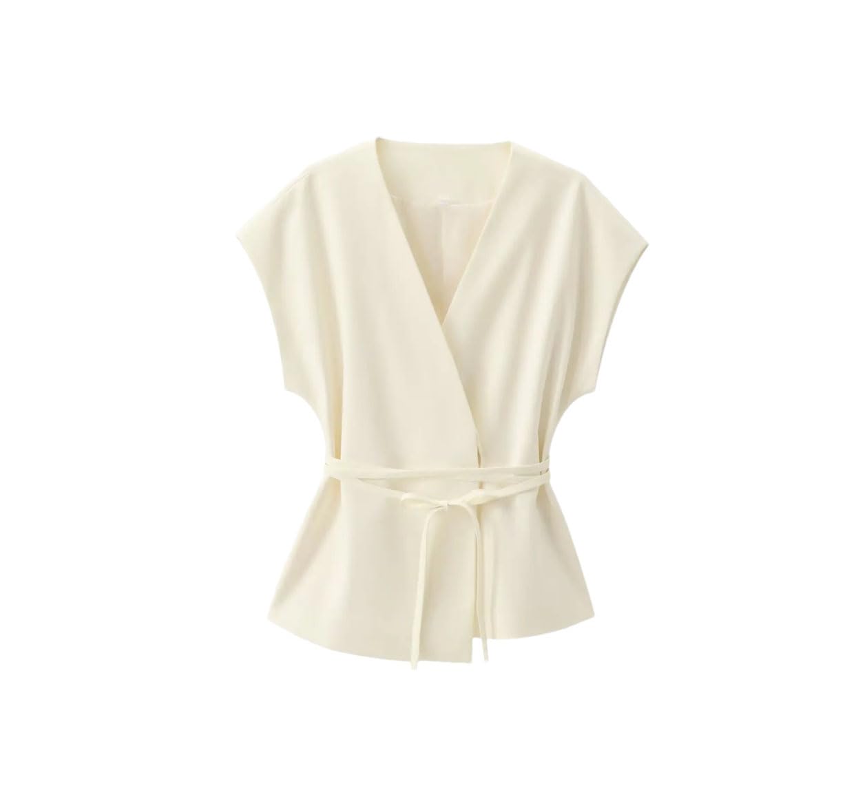 Womens Suits Sleeveless V-Neck Top With Belt Straight Pants Sets 2 Piece Set