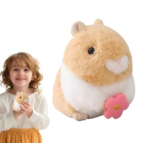 Imagen de Animal de peluche de conejo Muñeco de hámster de conejo de dibujos animados con cola que se mueve Decoración estética del dormitorio Lindo juguete de peluche interactivo con cuerda suave Juguete
