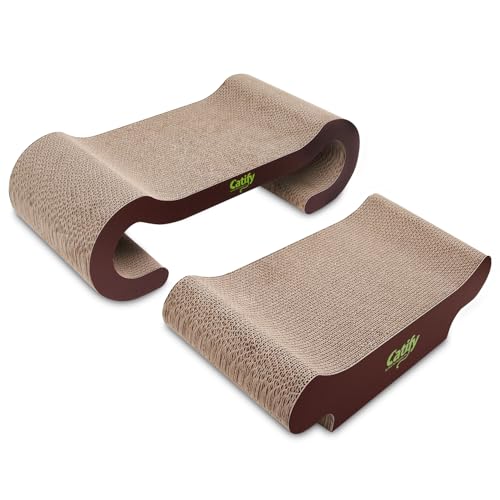 Image of Best Pet Supplies Catify Cat Scratcher, Fun Interactive Scratchers, Posts, Poles, Claw Safe, Furniture Saver Indoor Play Support Natural Cat Behaviors Heavy Duty - Lounger I