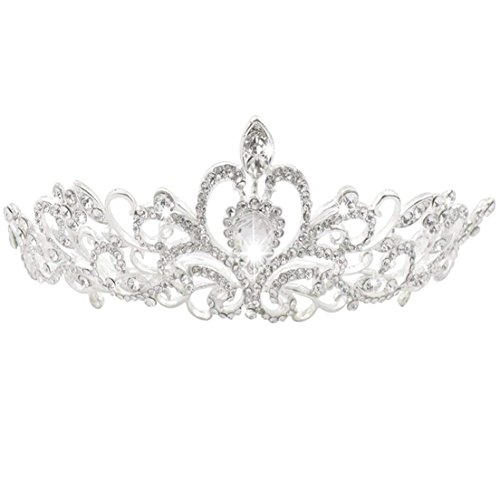 Jmkcoz Wedding Coronal Tiara Rhinestones Crystal Bridal Headband Pageant Silver Princess Crown