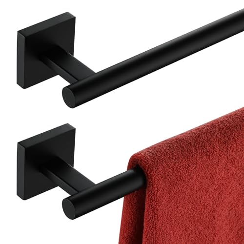 Image of KOKOSIRI Towel Rails Bathroom Towel Bars Matte Black 24 Inch Bath Towel Holder for Cabinet Kitchen Wall, 2 Pack Stainless Steel B4005BK-L24-P2