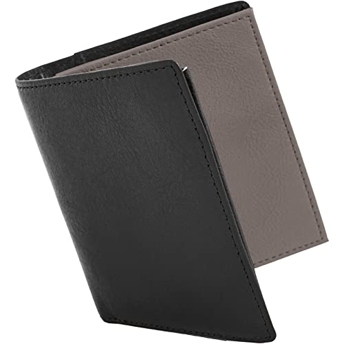 [Dom Teporna] 財布 メンズ 二つ折り財布 スマート イタリアンレザー 柔らかい 本革 多ポケット 小さい コンパクト スリム ビジネス ブラックグレーのサムネイル
