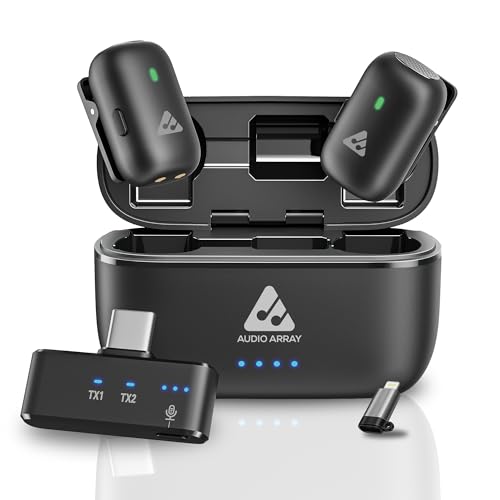 Image of Audio Array AM-W19 Wireless Lavalier Microphone|192kHz /24bit |AI Noise Cancellation for iPhone /Android, 32h Charging Case, Plug & Play for Vlogging, Streaming, Meetings, Video Recording