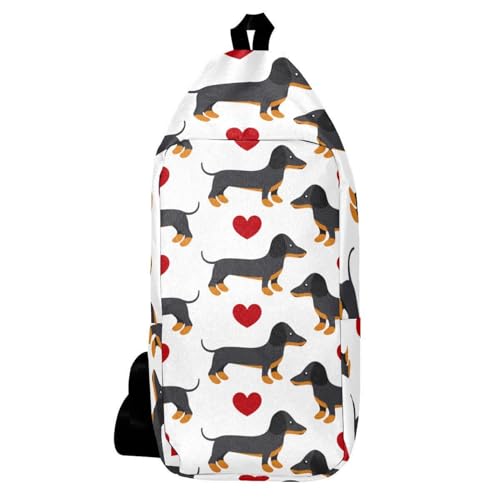Sac à dos à bandoulière teckel et cœur multicolore 16x36cm