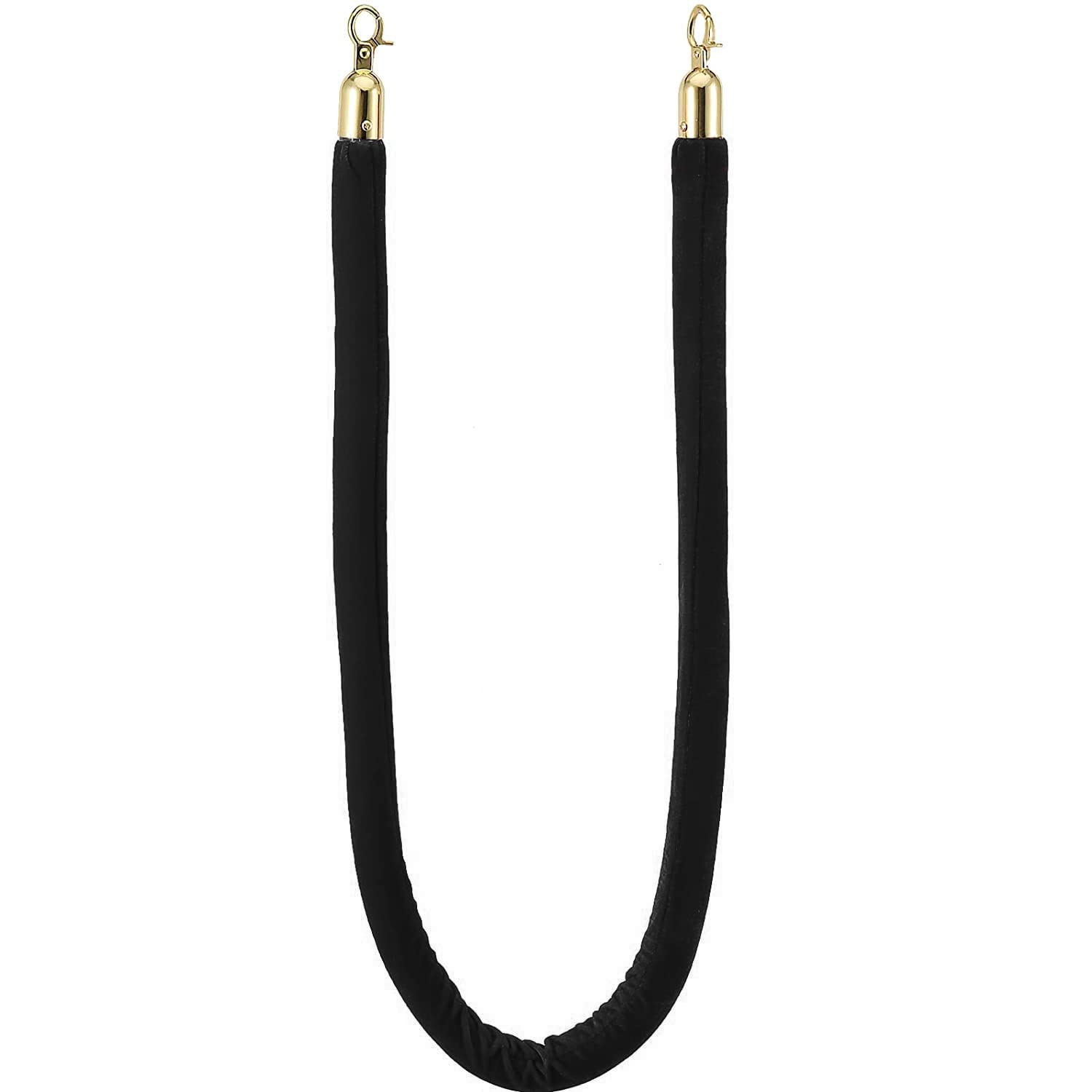 Guardrail rope， Queue Barrier Ropes with Gold Hook, Stanchions Rope, for Divider Crowd Control of Hotel Celebration/Opening Ceremony/(Black,Length 0.6M/2Ft/24In)