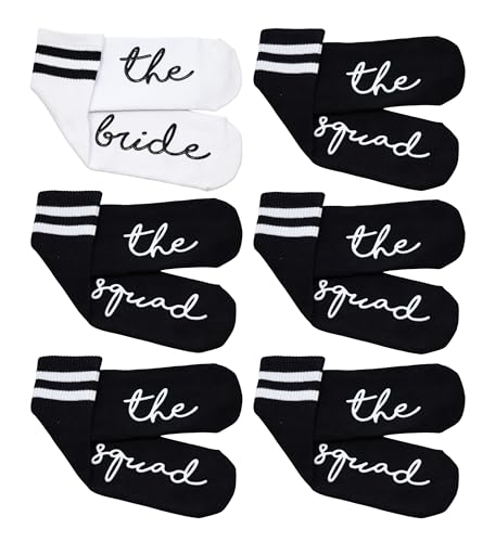 Funky Junque Bride Socks for Bachelorette Party Favors, Bridesmaid Gifts, 100% Cotton Crew Socks, Bridal Shower Accessories