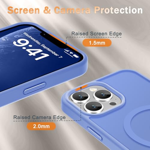 Image of YENAPOON for iPhone 13 Pro Max Case, Matte Magnetic Phone Cover [with 1 Screen Protector] [Support for MagSafe] [Shockproof Military Grade Protection] Translucent Frosted Back, Purple