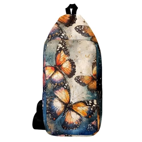 Sac à dos à bandoulière vintage papillon multicolore pour homme et femme