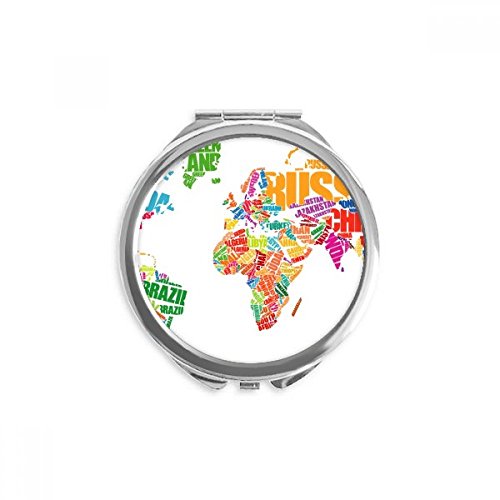 Miroir rond maquillage de poche compact multicolore planisphère avec design à plat
