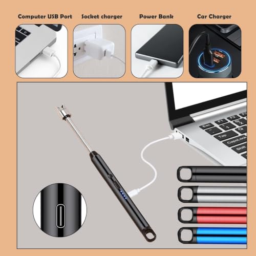 Image of Rechargeable Electric Gas Lighter for Kitchen with 360 Flexible Neck, Type-C USB Charging, Windproof Flameless Ignition for Gas Stove, Candles & Pooja (Electric Lighter Rechargeable)