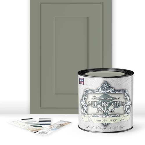 ALL-IN-ONE Paint, Durable cabinet and furniture paint. Built in primer and top coat, no sanding needed. Includes our 30 featured color card - Simply Sage, Quart