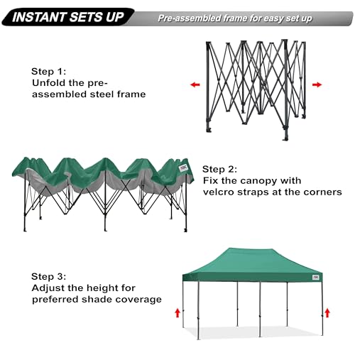 Image of ABCCANOPY Patio Pop Up Canopy Tent 10x20 Commercial-Series(Forest Green)