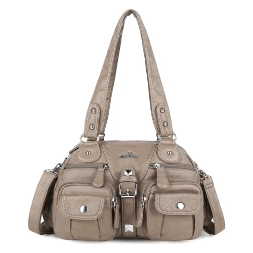 Image of Angel Kiss Hobo Crossbody Purses for Women Shoulder Bag Multipocket Soft Hobo Purses Removable Strap Leather Handbags