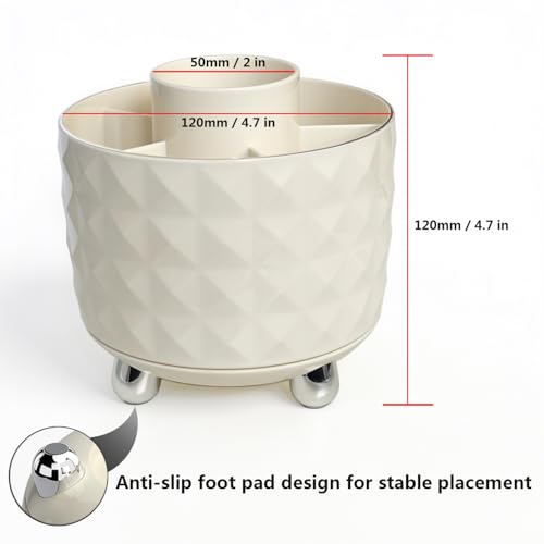 Image of GOTOBA 360 Rotating Pencil Holder for Desk, Makeup Brush Holder with 6 Slots, Desk Organizer for Writing Utensil, Office and School Supplies (Milky White)