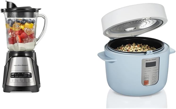 Power Elite Wave Action Blender For Shakes and Smoothies, Puree, Crush Ice & Digital Programmable Rice Cooker & Food Steamer,12 Cups Cooked (6 Uncooked)