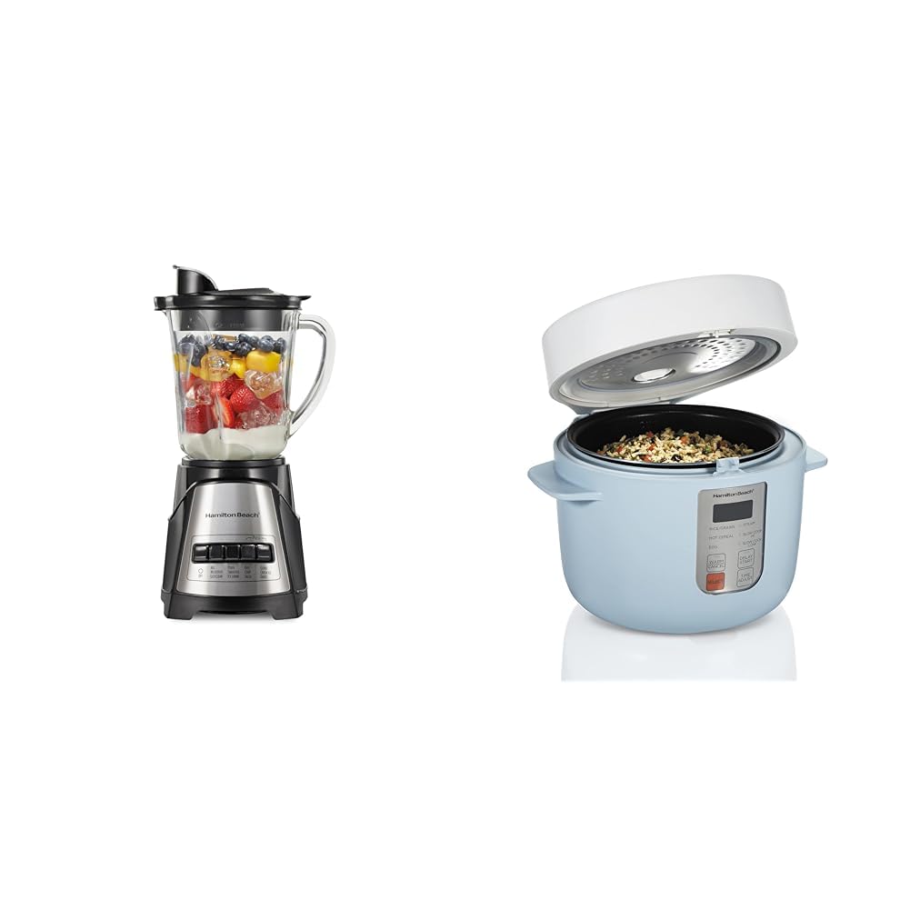 Power Elite Wave Action Blender For Shakes and Smoothies, Puree, Crush Ice & Digital Programmable Rice Cooker & Food Steamer,12 Cups Cooked (6 Uncooked)