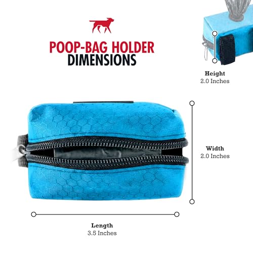 Image of Tuff Pupper Dog Poop Bag Holder | Works with Any Dog Leash | Zippered Waste Bag Dispenser | Waterproof with Rust-Proof Clip | Convenient Lightweight Design | Includes 2 Rolls of Leak-Proof Bags