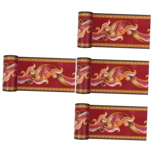 HOMSFOU 4 Rollos Etiqueta De La Pared Del Zócalo Fundas Para Zócalos Muro Adorno De La Esquina De La Pared Viviendo Recorte De Pelar y Pegar Decoración Moldura Rojo De Polivinilo