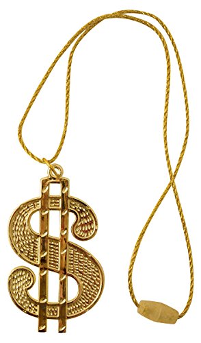 DOLLAR MEDALLION BLING ALI G GANGSTER PIMP RAPPER FANCY DRESS FUN ACCESSORY#Gold