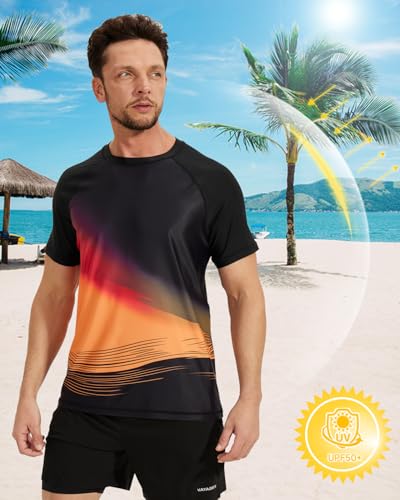 VAYAGER Men's Swim Shirt Short Sleeve UPF 50+ Rash Guard Quick Dry Water Beach Sun Protection T Shirts3