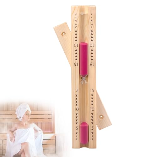 15-Minute Wooden Sauna Hourglass Timer, Wall-Mounted Rotating Heat Resistant Sand Clock