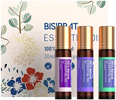 Bisirbat Essential Oils Set (Focus on, Alleviate, Balance), Essential Oils,Aromatherapy Oils for Massage, Skin Care,Yoga,Home - Natural Fragrance Gift for Women and Men,Pack 3 x 0.34 fl.oz