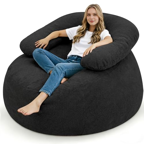 HABUTWAY Giant Bean Bag Chair, Oversized Beanbag Chair with Filler, Ultra Soft Teddy Fleece Bean Bag...