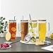 Laosh 40 oz Glass Tumbler with Handle, 4Pack Clear Tumblers with Lid and Straw, 40oz Iced Coffee Cups Drinking Cups for Smoothie, Beer, Coffee, Tea, Milk, soda, water