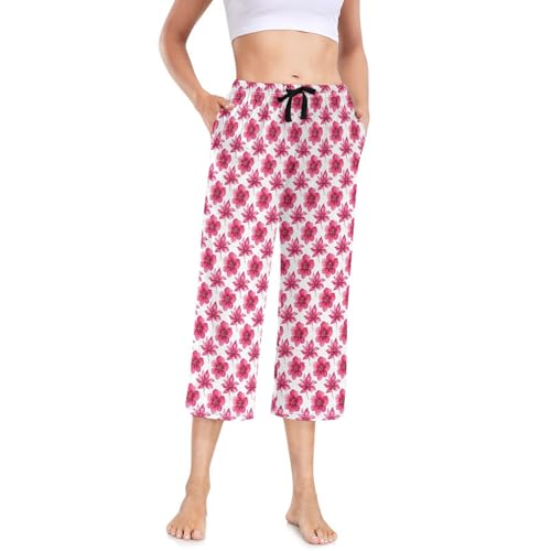 Capris femme magenta Bloom à jambes larges et poches latérales pratiques
