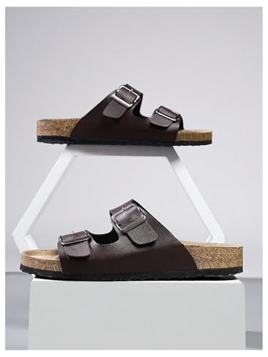 GORGLITTER Men's Sandals Arch Support Slides Adjustable Buckle Straps Cork Footbed Jandals2