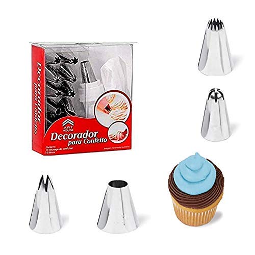 ELITE OFFERING 12 Piece Cake Decorating Set Frosting Icing Piping Bag Tips with Steel nozzles. Reusable & Washable. 3