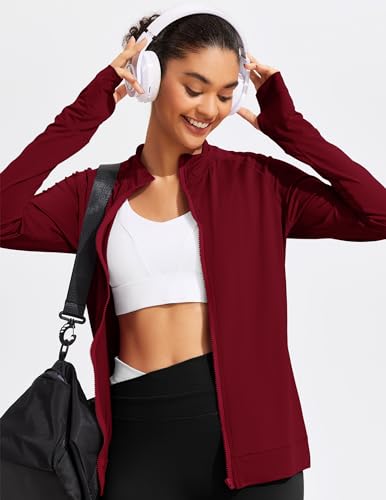 Pinspark Lightweight Workout Jacket For Women Full Zip Slim Fit Athletic Running Jacket With Thumb Holes Zipper Pockets thumb #4
