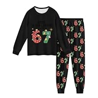 HOOUDO 67 Meme Pyjamas Set Boys Girls 2Pcs Long Sleeve 6 7 Pjs Tops with Pants Casual Pyjamas Six Seven Outfit for Boys Girls 2-14 Years Old