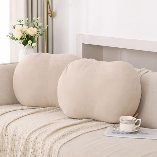 Bedream Set of 2 Camel Throw Pillow, Super Soft Cute Decorative Pillow with Fluffy Feather-Like Polyester Filling, Elastic Suede Fabric Minimalist Stone Shape Pillow for Couch Bed Decor, 21"x16"x8"