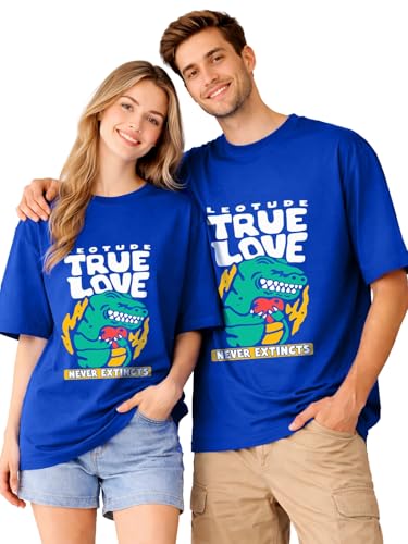 Image of LEOTUDE Couple Combo Men's Oversized T-Shirt & Women's Drop Shoulder Tshirt