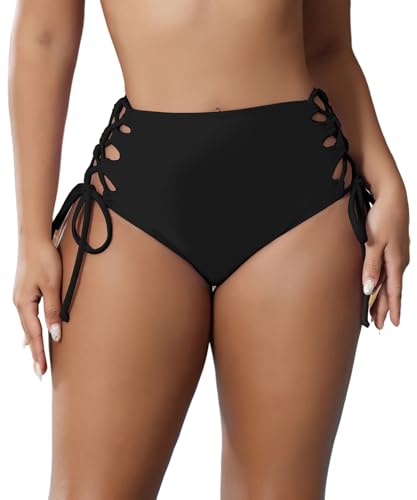 Leoparts Women's High Waisted Bikini Bottoms Tummy Control Modest Coverage Swimsuit Bottoms Lace Up Swim Briefs