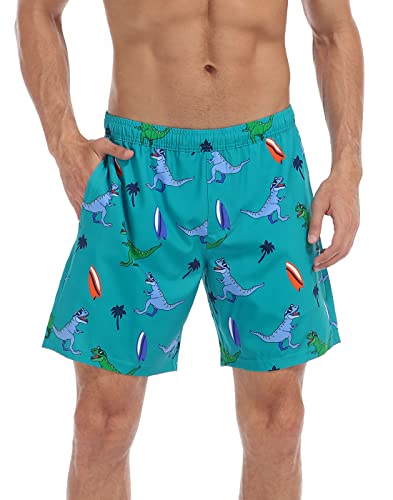Lrd Men's Swim Trunks With Compression Liner 7 Inch Inseam Quick Dry Swim Shorts Surfer Dino/Palm Trees - Xl #TOP3