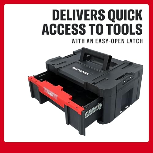 Image of CRAFTSMAN VERSASTACK Tool Box, 16.9 In. Single Deep Drawer Plastic Tool Box Organizer, Heavy Duty 16.5 Lb. Load Capacity (CMST17803)