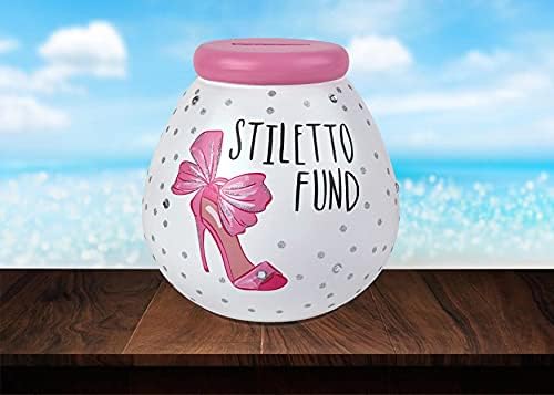 Pot Of Dreams Box | Stiletto Fund Money Break to Open Piggy Keepsake, or Savings Bank Pot for Home or Office Decor | Ideal & Functional Gift for Women & Girls| Ceramic | White, Multi, One Size