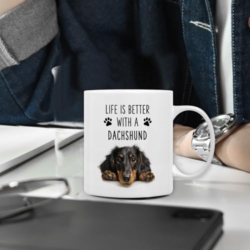 Taza de cerámica para café con diseño de perro dachshund 11 oz miniatura 3