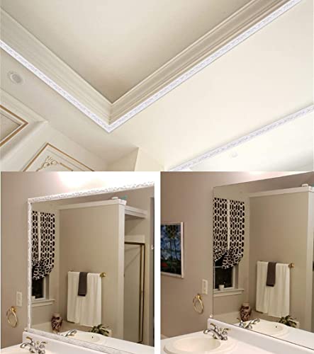 Wall Trim Molding Peel And Stick 16.4 Ft *0.78Inch Trim Wood Molding Decorative Trim Self Adhesive 3/4 Flexible Foam Molding Trim For Diy Wall Decoration/Ceiling/Bathroom Mirror/Cabinet(White) #TOP1