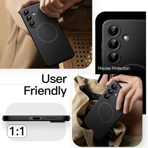 Image of JETech Magnetic Slim Cover Case for Samsung Galaxy S25 FE, Compatible with MagSafe, Camera Lens Full Protection, Ultra-Thin Lightweight Matte Finish Minimalist Phone Cover (Black)