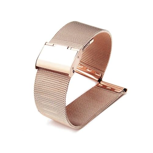 Bracelet montre 14mm acier rose doté d'un fermoir de sécurité robuste