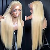 Aubree 613 Blonde Lace Front Wig Long Straight Hair Heat Resistant Fiber Blonde Synthetic Wigs Glueless Pre-plucked Natural Frontal Lace Wigs for Black Women Daily & Cosplay Wear