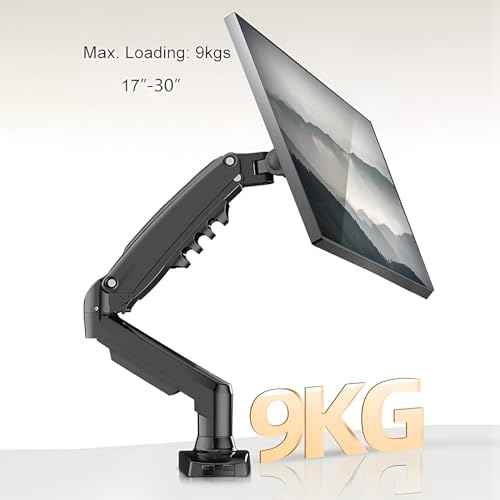 Image of SYGA F80 Gas Spring Monitor Mount, 17-30 Inch Screen, Heavy Duty Single Arm Desktop Stand, 2-9kg Load Capacity