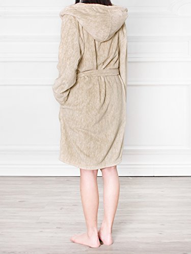 Image of PAVILIA Plush Robe for Women, Soft Fleece Short Bathrobe, Warm Lightweight Knee Length Lounge Robe with Pockets