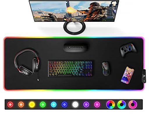 Gimars Alfombrilla Ratón Gaming RGB, 800×300mm Mousepad XXL con 12 Modos Iluminación LED, Tapete Rato Superficie Lisa Primera Impermeable Base Goma Antideslizante para Escritorio, Oficina Gamer | Ya disponible en tu tienda friki favorita! En mundofriki.es!